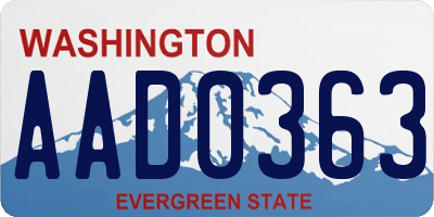 WA license plate AAD0363