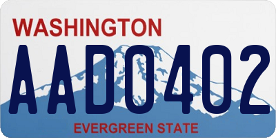 WA license plate AAD0402