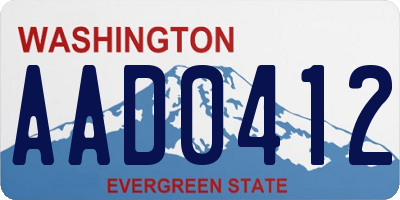 WA license plate AAD0412