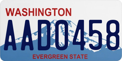 WA license plate AAD0458
