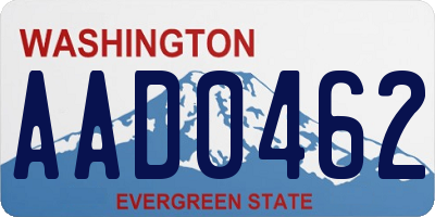 WA license plate AAD0462