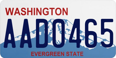 WA license plate AAD0465