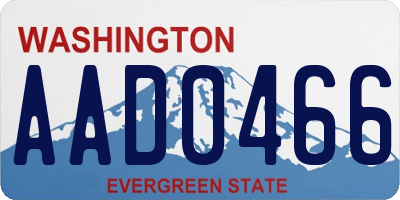 WA license plate AAD0466