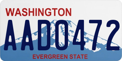 WA license plate AAD0472