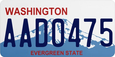 WA license plate AAD0475