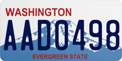 WA license plate AAD0498