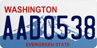 WA license plate AAD0538