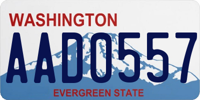 WA license plate AAD0557