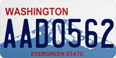 WA license plate AAD0562