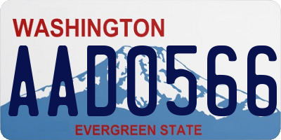 WA license plate AAD0566