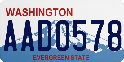 WA license plate AAD0578