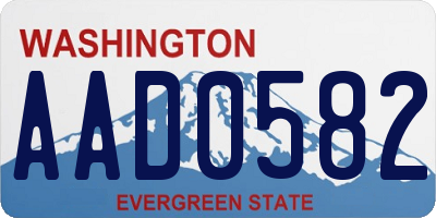 WA license plate AAD0582