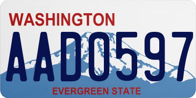 WA license plate AAD0597