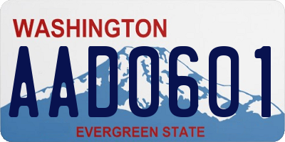 WA license plate AAD0601