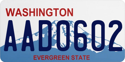 WA license plate AAD0602