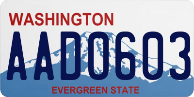 WA license plate AAD0603