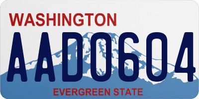 WA license plate AAD0604