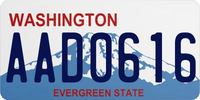 WA license plate AAD0616