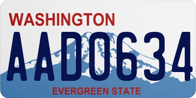 WA license plate AAD0634
