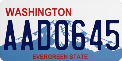 WA license plate AAD0645