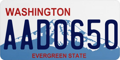 WA license plate AAD0650