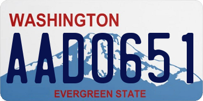 WA license plate AAD0651