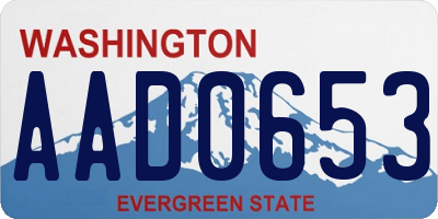 WA license plate AAD0653