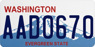 WA license plate AAD0670
