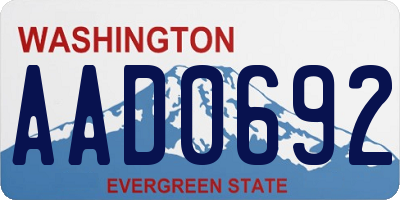WA license plate AAD0692