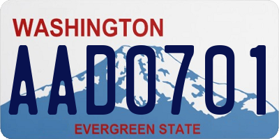 WA license plate AAD0701