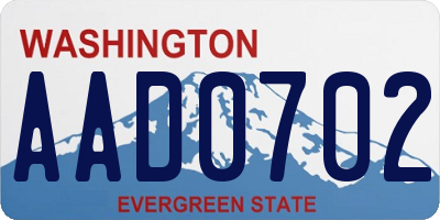 WA license plate AAD0702