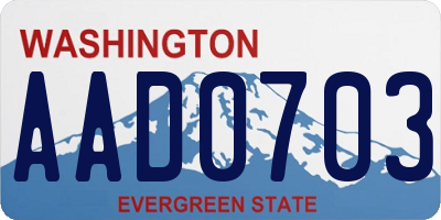 WA license plate AAD0703
