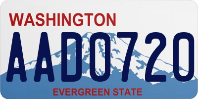 WA license plate AAD0720