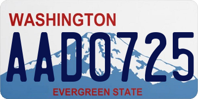 WA license plate AAD0725