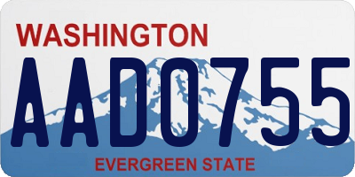 WA license plate AAD0755