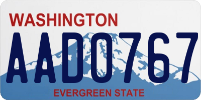 WA license plate AAD0767