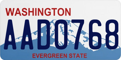WA license plate AAD0768