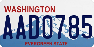 WA license plate AAD0785