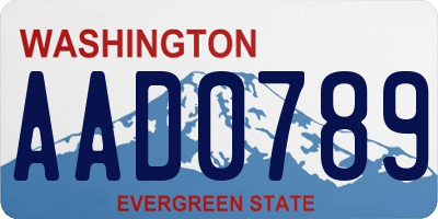 WA license plate AAD0789