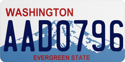 WA license plate AAD0796