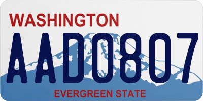 WA license plate AAD0807