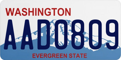 WA license plate AAD0809
