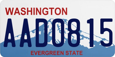 WA license plate AAD0815