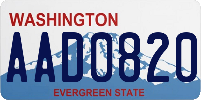 WA license plate AAD0820