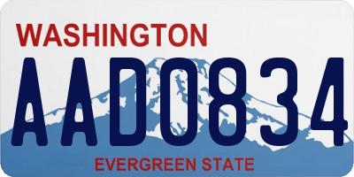 WA license plate AAD0834