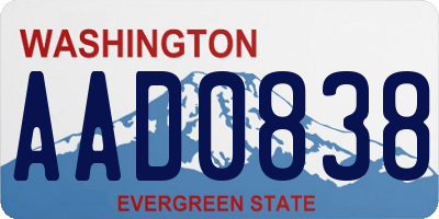 WA license plate AAD0838