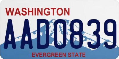 WA license plate AAD0839