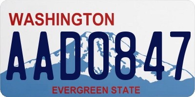 WA license plate AAD0847