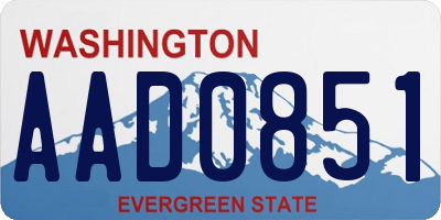 WA license plate AAD0851