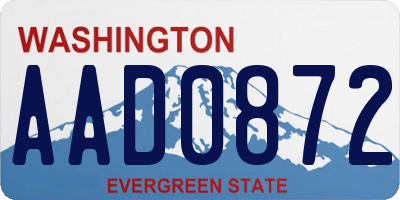 WA license plate AAD0872